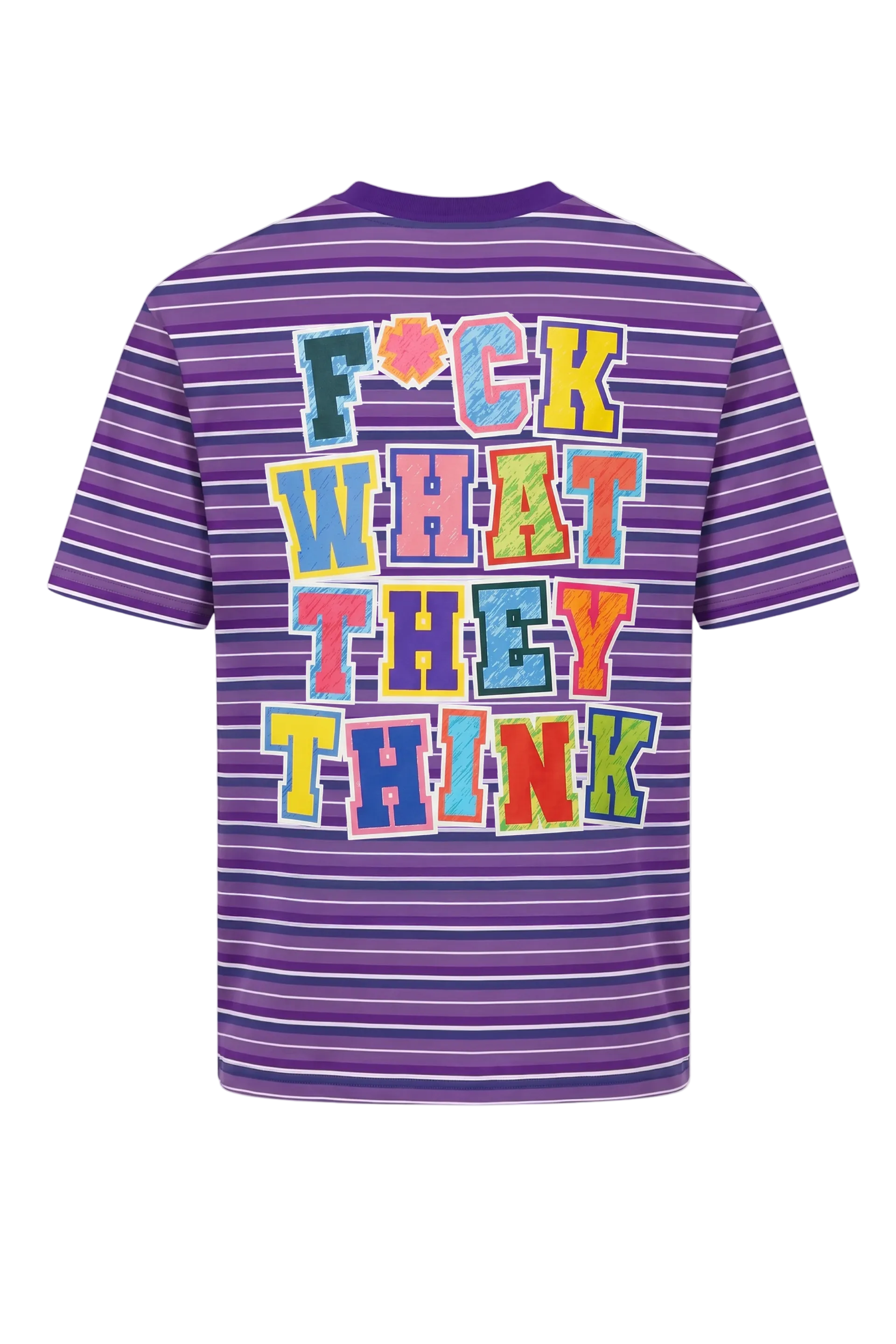 PUPRLE STRIPED TEE (FWTT BACKPRINT)
