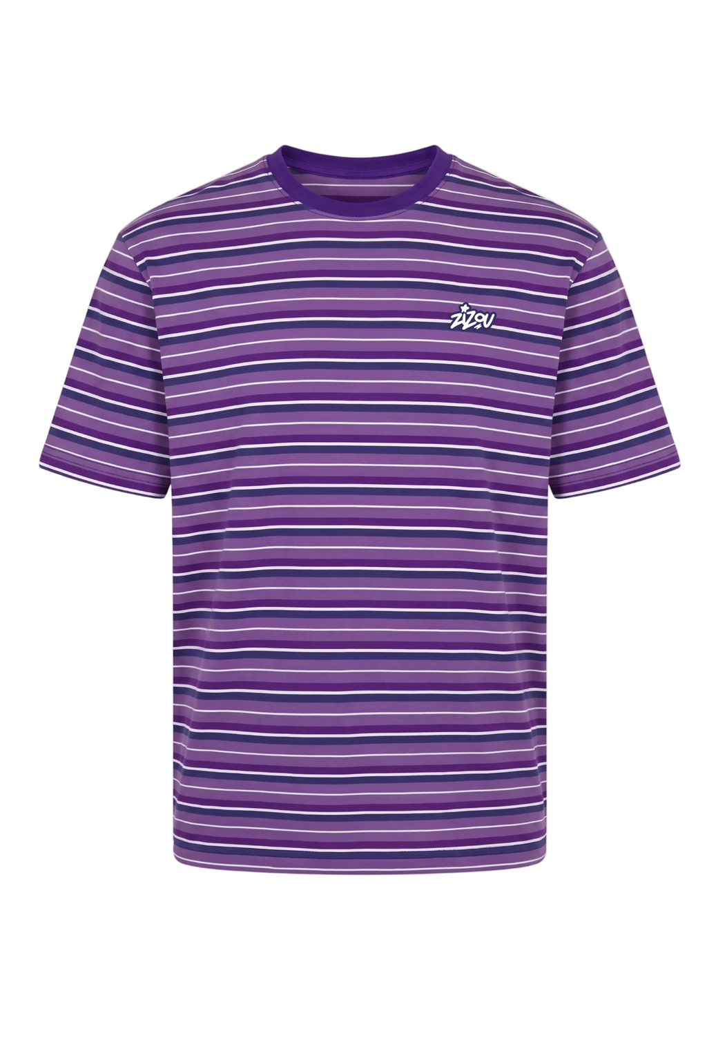 PUPRLE STRIPED TEE (FWTT BACKPRINT)